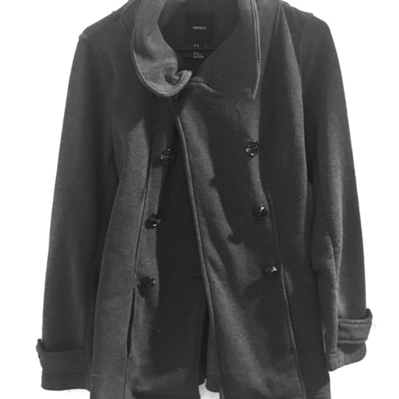 Forever 21 Pea Coat, Dk Grey - Picture 1 of 2